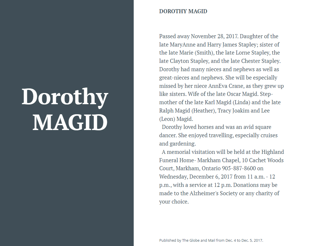 Image of Dorothy Stapley's obituary